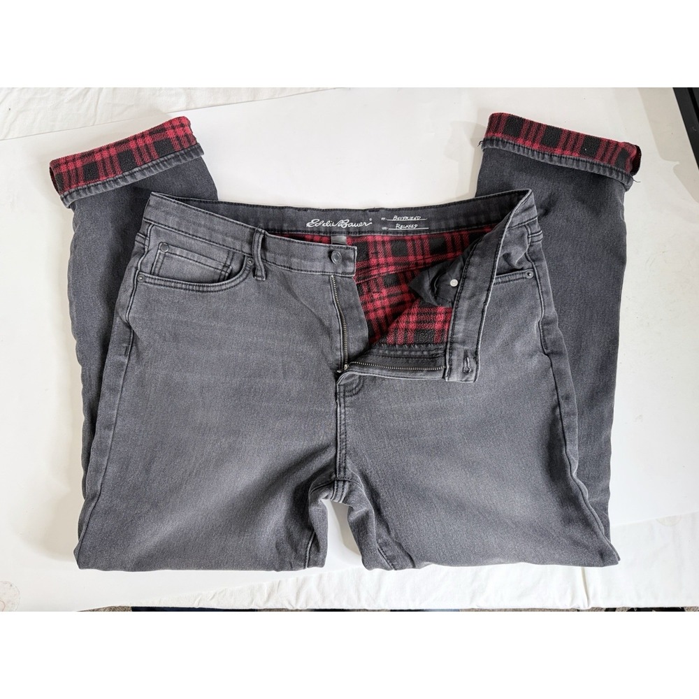 Eddie Bauer Jeans Womens 16 Boyfriend Relaxed Flannel Lined Outdoors‎